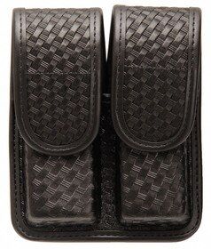 Blackhawk double row double magazine case, basketweave finish.